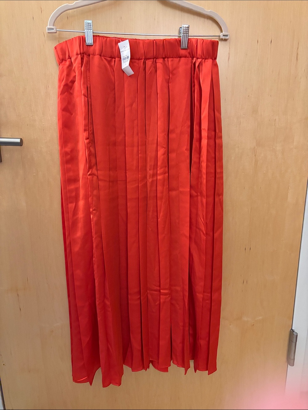 Ann Taylor Red Pleated Midi Skirt